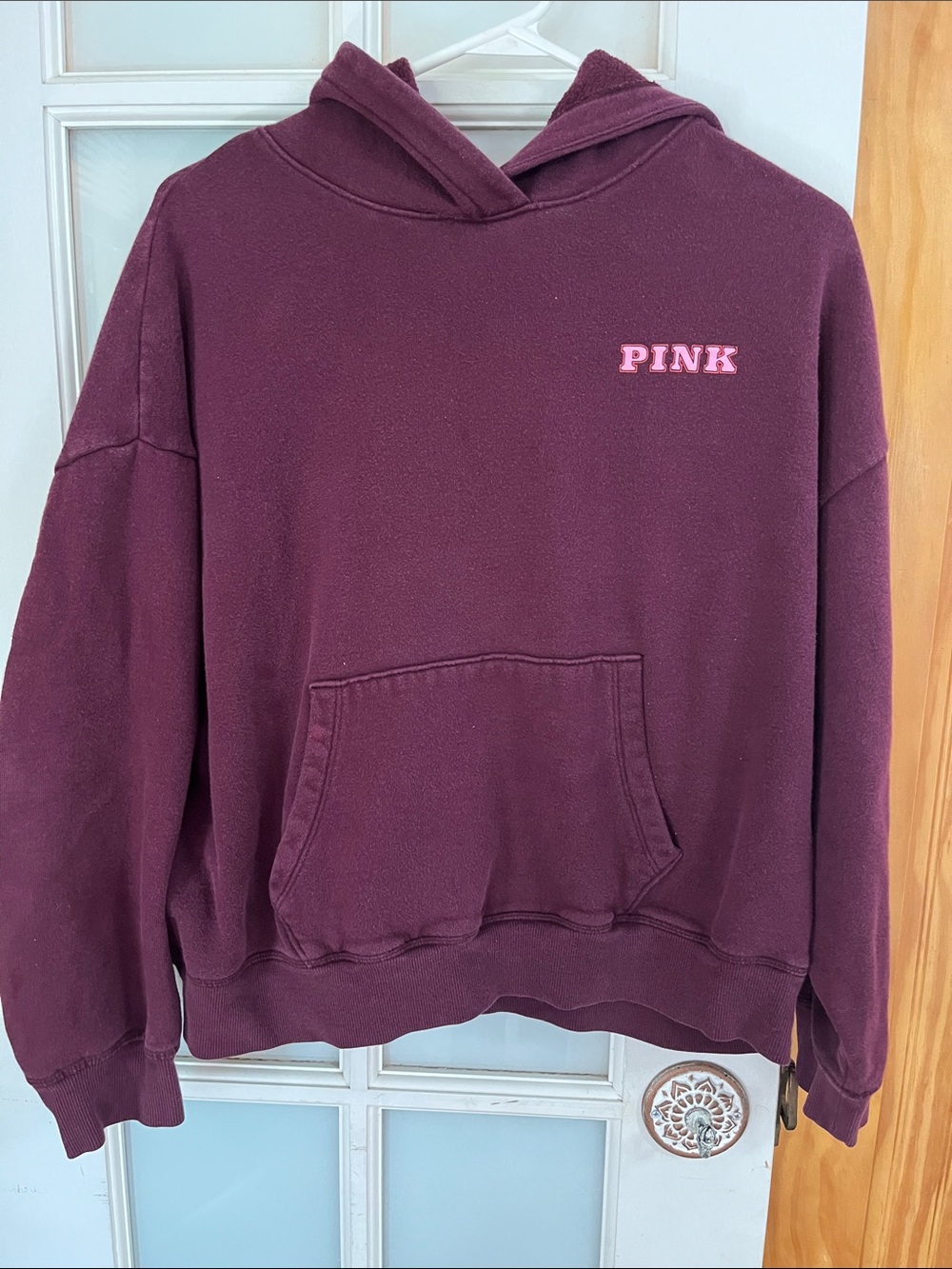 PINK Victoria's Secret Maroon Pullover Hoodie with Pink Logo